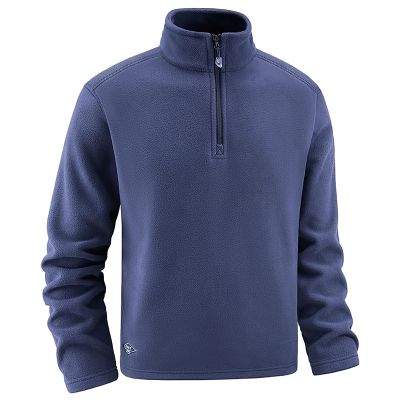 ZYXTIM Men's Polar Fleece Pullover Winter Shirts Quarter Zip Stand Collar Warm Sweater Big&Tall Cozy Casual Lounge Base Layer Blue