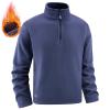 ZYXTIM Men's Polar Fleece Pullover Winter Shirts Quarter Zip Stand Collar Warm Sweater Big&Tall Cozy Casual Lounge Base Layer Blue view 2