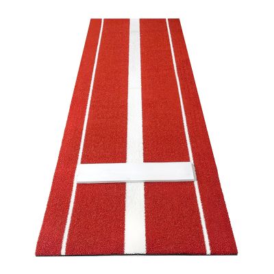 Grebest Softball Pitching Mat, 10' x 3' Softball Pitching Mound with Rubber, Non-Slip Backing & Artificial Turf, Portable Practice Mat Artificial Grass Pitching Mat for Indoor & Outdoor Red White