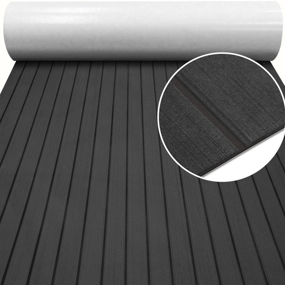 Hzkaicun Boat Flooring EVA Foam Boat Decking Marine Flooring Faux Teak Self-Adhesive Decking Sheet 94.5" x 94.5"/70.8"/ 56.5" Non-Slip Boat Carpet for Fishing Boat Motorboat RV Yacht Kayak Jet ski