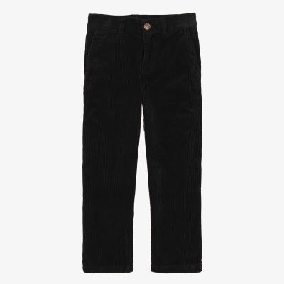 Boys Corduroy Pants Elastic Waist Vintage Trousers Kids Dress Suit Pants Slim Fit Straight Suits Pant Black