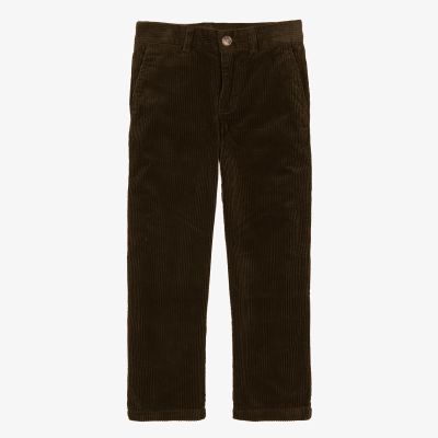 Boys Corduroy Pants Elastic Waist Vintage Trousers Kids Dress Suit Pants Slim Fit Straight Suits Pant Chocolate