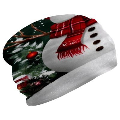Christmas Snowman Xmas Beanie Hats for Women Men Slouchy Beanies Winter Hats Skull Cap Warm Velvet Cancer Headwear