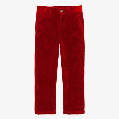 Boys Red Corduroy Pants Elastic Waist Vintage Trousers Kids Dress Suit Pants Slim Fit Straight Suits Pant
