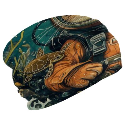 Underwater Cat Turtle Beanie Hats for Women Men Slouchy Beanies Winter Hats Skull Cap Warm Velvet Cancer Headwear