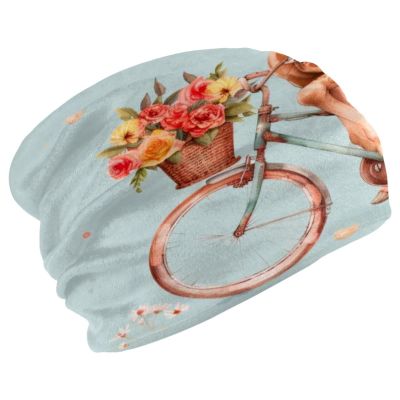 Giraffe Bicycle Beanie Hats for Women Men Slouchy Beanies Winter Hats Skull Cap Warm Velvet Cancer Headwear