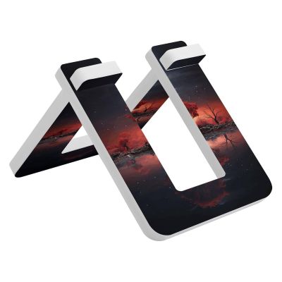 NHYDSPQ Bicycle Floor Type Parking Rack Stand,Red Tree Lake Moon Print Pvc Bike Stand,Balancing Bike Display Stand for Indoor Outdoor