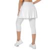 ANIVIVO Skirted Leggings for Women with Pockets, Tennis Yoga Golf Pickleball Skirt with Capris Leggings(All-White,L) view 1