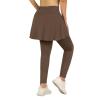 ANIVIVO Skirted Leggings for Women with Pockets, Tennis Yoga Pleated Skirt with Full Length Leggings(Brown,2XL) view 1