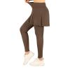 ANIVIVO Skirted Leggings for Women with Pockets, Tennis Yoga Pleated Skirt with Full Length Leggings(Brown,2XL) view 2