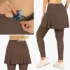 ANIVIVO Skirted Leggings for Women with Pockets, Tennis Yoga Pleated Skirt with Full Length Leggings(Brown,2XL) view 4