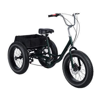 JENPECH 20" Fat Tire Tricycle for Adult, 7-Speed 3-Wheel Bike with Spacious Rear Cargo Basket, Adjustable Handlebars, Widen Seat & Dual Disc Brakes for Adluts, Seniors  Up to Load 450lbs (Black)