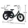 JENPECH 20" Fat Tire Tricycle for Adult, 7-Speed 3-Wheel Bike with Spacious Rear Cargo Basket, Adjustable Handlebars, Widen Seat & Dual Disc Brakes for Adluts, Seniors  Up to Load 450lbs (Black) view 2