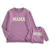 Winioder Mommy and Me Matching Outfits Letter Print Crewneck Pullover Sweatshirt Long Sleeve Shirt Tops Baby Clothes (Women,Purple,XX-Large) view 1