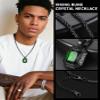 ChainsHouse Personalized Onyx Green Gemstone Viking Rune Pendant Necklace for Men Custom Viking Jewelry Black Norse Amulet view 3