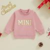 Winioder Mommy and Me Matching Outfits Letter Print Crewneck Pullover Sweatshirt Long Sleeve Shirt Tops Baby Clothes (Baby,Light Pink,18-24 Months) view 2