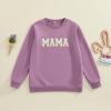 Winioder Mommy and Me Matching Outfits Letter Print Crewneck Pullover Sweatshirt Long Sleeve Shirt Tops Baby Clothes (Women,Purple,Medium) view 3