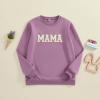Winioder Mommy and Me Matching Outfits Letter Print Crewneck Pullover Sweatshirt Long Sleeve Shirt Tops Baby Clothes (Women,Purple,Medium) view 4