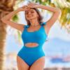 AI'MAGE One Piece Swimsuit Women 2026 Tummy Control Bathing Suits Cutout Scoop Neck Swimwear Push Up Swim Suit Sea Blue L view 3