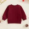 Winioder Mommy and Me Matching Outfits Letter Print Crewneck Pullover Sweatshirt Long Sleeve Shirt Tops Baby Clothes (Baby,Dark Red,2-3T) view 2