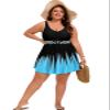 Arolina Plus Size Swimsuits for Curvy Women Summer Two Piece Floral Tankini Bathing Suit V Neck Swimdress,Leaves Tankini,5XL view 3