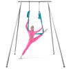 Adjustable Height Aerial Yoga Frame with Yoga Hammock, 18 FT/33 FT Aerial Silk, 550 lbs Max Capacity (Blue, 33FT)