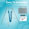 Adjustable Height Aerial Yoga Frame with Yoga Hammock, 18 FT/33 FT Aerial Silk, 550 lbs Max Capacity (Blue, 33FT) view 3