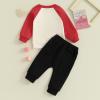 BeQeuewll Baby Boy Valentines Outfit Long Sleeve Love Sweatshirt Jogger Pants Set Toddler Boys Valentines Outfits (Love-Apricot, 18-24 Months) view 3