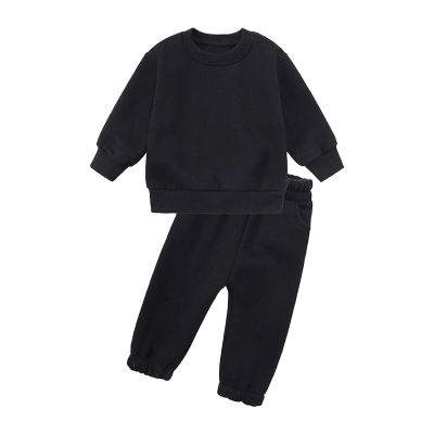 AIMAOMI Girls Casual Cotton Tracksuit Boys Fleece Lined Sweatsuit Long Sleeve Crewneck Pullover and (Black, 8-9 Years)