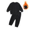 AIMAOMI Girls Casual Cotton Tracksuit Boys Fleece Lined Sweatsuit Long Sleeve Crewneck Pullover and (Black, 8-9 Years) view 2