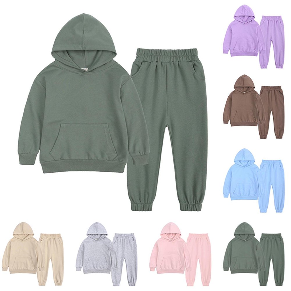 AIMAOMI Girls Boys Sweatsuits 2pc Tracksuit Athletic Hooded Sweatshirt +Jogger Sweatpants Gymnastics (Pink, 1-2 Years)