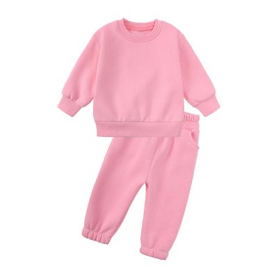 AIMAOMI 0~3 Years Neutral Outfits Toddler Baby Boy Girl Clothes Solid Color Sweatsuits Fall Winter (Pink, 5-6 Years)