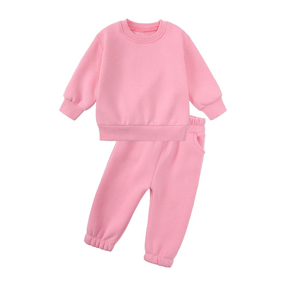 AIMAOMI 0~3 Years Neutral Outfits Toddler Baby Boy Girl Clothes Solid Color Sweatsuits Fall Winter (Pink, 5-6 Years)