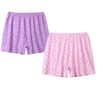 2PCS 100% Cotton Women's Boxer Briefs Loose Shorts Underwear Panties Boyshorts Soft for Seniors Middle Elderly Ladies