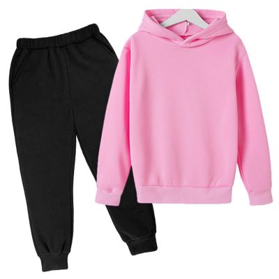 AIMAOMI Boys Girls 2 Pcs Velvet Sweat Suit Outfits Toddler Kids Long Sleeve Pullover Hoodie + Elastic (Pink, 7-8 Years)