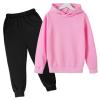 AIMAOMI Boys Girls 2 Pcs Velvet Sweat Suit Outfits Toddler Kids Long Sleeve Pullover Hoodie + Elastic (Pink, 7-8 Years) view 1