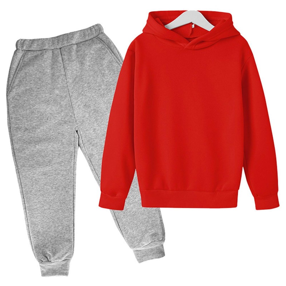 AIMAOMI Girls Boys 2 Piece Tracksuit Athletic Sweatsuits Sets Hooded Sweatshirt Jogger Sweatpants (Red, 7-8 Years)
