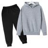 AIMAOMI Boys Girls 2 Pcs Velvet Sweat Suit Outfits Toddler Kids Long Sleeve Pullover Hoodie + Elastic (Grey, 7-8 Years) view 1