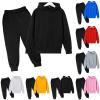 AIMAOMI Boys Girls 2 Pcs Velvet Sweat Suit Outfits Toddler Kids Long Sleeve Pullover Hoodie + Elastic (Grey, 7-8 Years) view 2