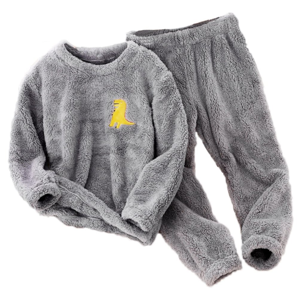 AIMAOMI Girls Fuzzy Pants Set Fleece Outfits Winter Flannel Loose Pullover Sweatshirt Top Pants (Grey, 9-10 Years)