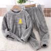AIMAOMI Girls Fuzzy Pants Set Fleece Outfits Winter Flannel Loose Pullover Sweatshirt Top Pants (Grey, 9-10 Years) view 2