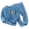 AIMAOMI Girls Fuzzy Pants Set Fleece Outfits Winter Flannel Loose Pullover Sweatshirt Top Pants (Blue, 7-8 Years)