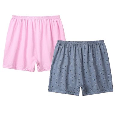 2PCS 100% Cotton Women's Boxer Briefs Loose Shorts Underwear Panties Boyshorts Soft for Seniors Middle Elderly Ladies
