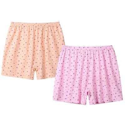 2PCS 100% Cotton Women's Boxer Briefs Loose Shorts Underwear Panties Boyshorts Soft for Seniors Middle Elderly Ladies