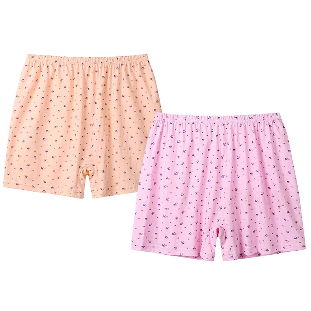 2PCS 100% Cotton Women's Boxer Briefs Loose Shorts Underwear Panties Boyshorts Soft for Seniors Middle Elderly Ladies