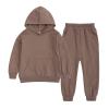AIMAOMI Boys Girls 2pcs Velvet Hooded Tracksuit Toddler Kids Fleece Hoodi Top + Sweatpants Jogger (Coffee, 12-13 Years) view 2