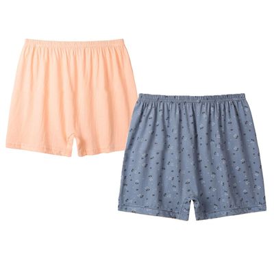 2PCS 100% Cotton Women's Boxer Briefs Loose Shorts Underwear Panties Boyshorts Soft for Seniors Middle Elderly Ladies