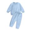 AIMAOMI Girls Casual Cotton Tracksuit Boys Fleece Lined Sweatsuit Long Sleeve Crewneck Pullover (Sky Blue, 8-9 Years)