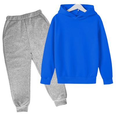 AIMAOMI Girls Boys 2 Piece Tracksuit Athletic Sweatsuits Sets Hooded Sweatshirt Jogger Sweatpants (Blue, 7-8 Years)