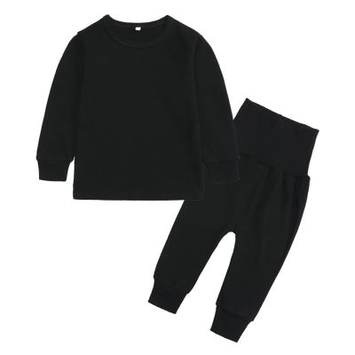 AIMAOMI Baby Boy Girl Sweatsuits Sportswear Toddler Kids Solid Color Outfit Hoodie Sweatshirt Tops (Black, 5-6 Years)